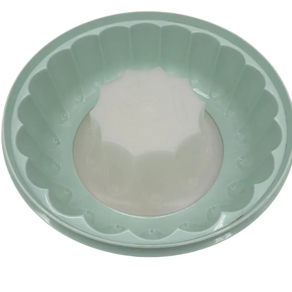 Tupperware USA VINTAGE 3 pc Mint Green Jello Mold COMPLETE SET Ice Ring Jadeite